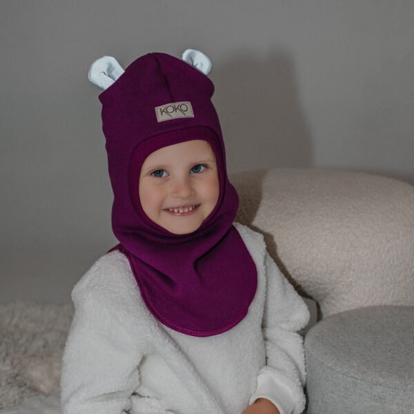 Žieminis šalmukas mergaitei su ausytėmis