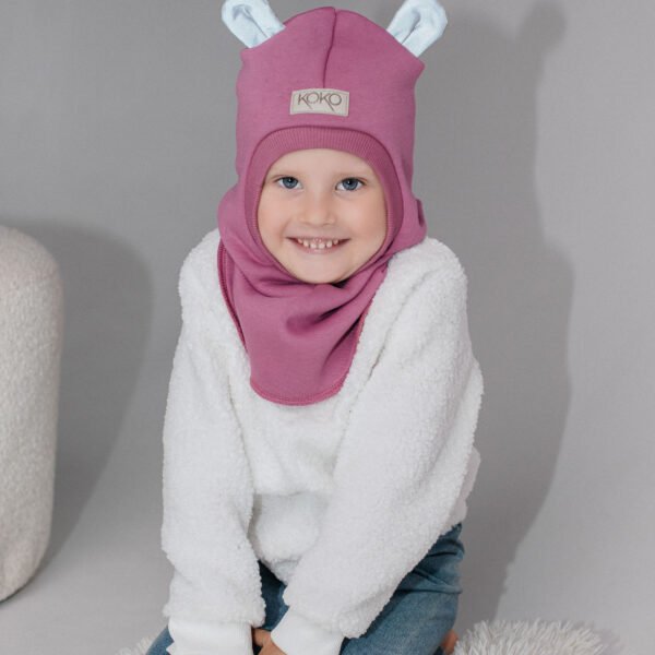 Žieminis šalmukas mergaitei su ausytėmis