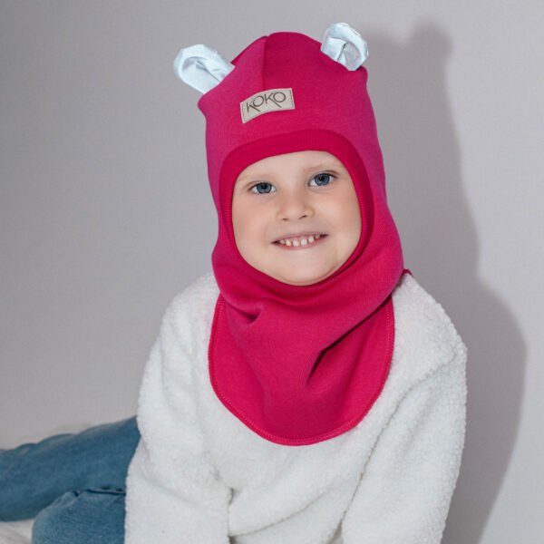 Žieminis šalmukas mergaitei su ausytėmis
